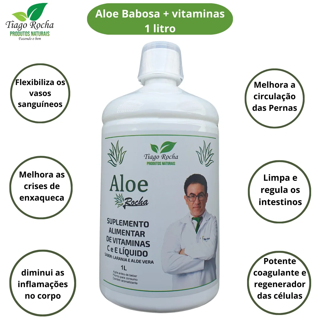 Poderoso Suco Gel da Babosa Aloe Vera Tiago Rocha 1 Litro laranja