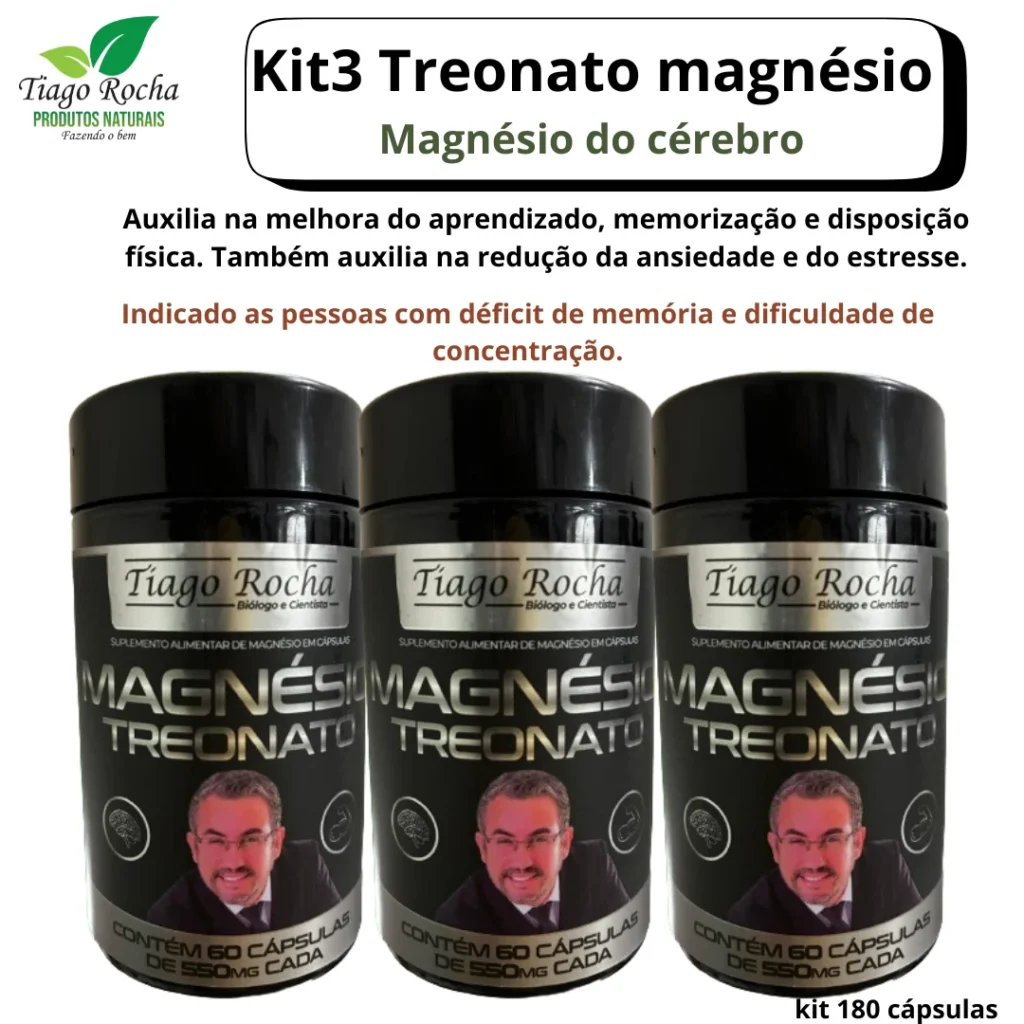 3 potes Magnésio Treonato 1100mg