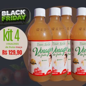Kit4 potes Vinagre de maça orgânico Tiago Rocha 2.0 litros