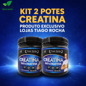 2 POTES DE Creatina Monohidratada % Pura 1ª linha Tiago Rocha 300g