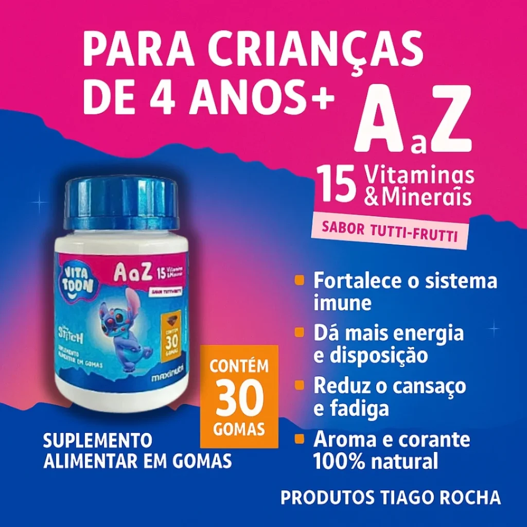 Polivitamínico Vitamina A a Z linha infantil em gomas kids